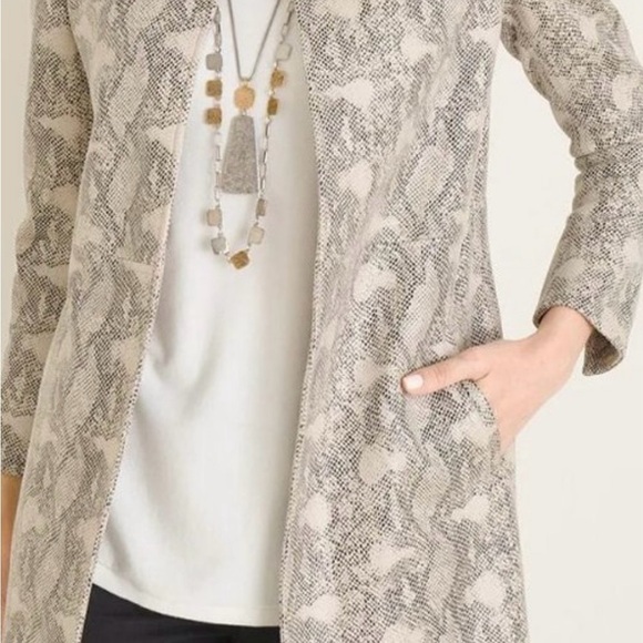 Chico's Gray and White Python Print Cardigan - Picture 1 of 12